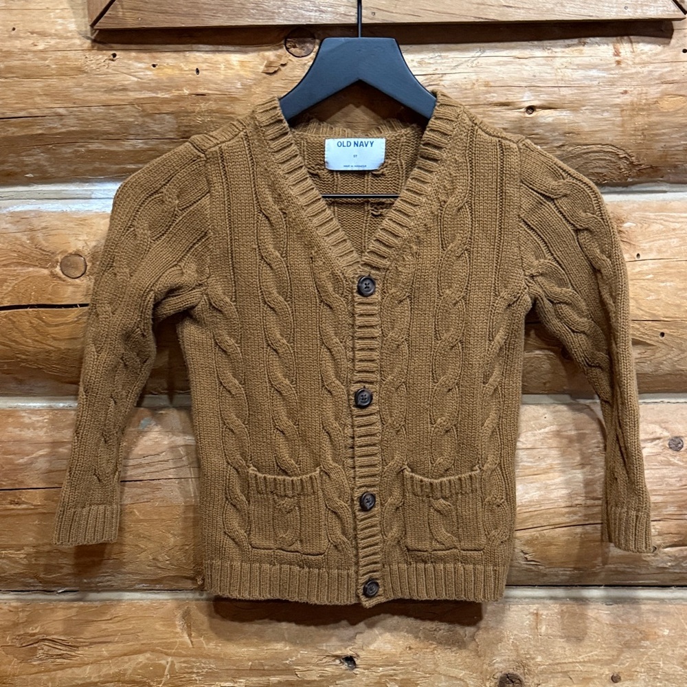 Old Navy Tan Cable Knit Kids Cardigan